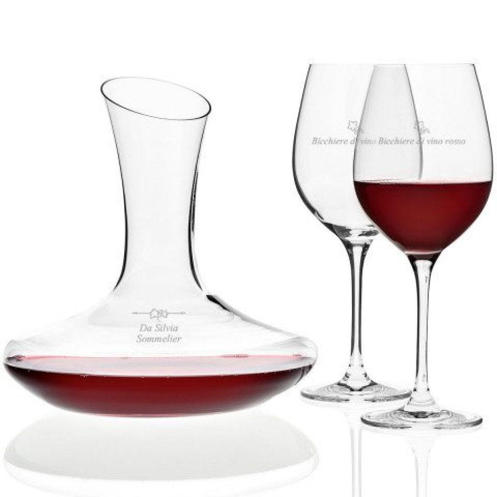 Set Regalo 20° Anniversario Matrimonio - Bicchiere Da Vino Inciso Personalizzabile Con Nomi